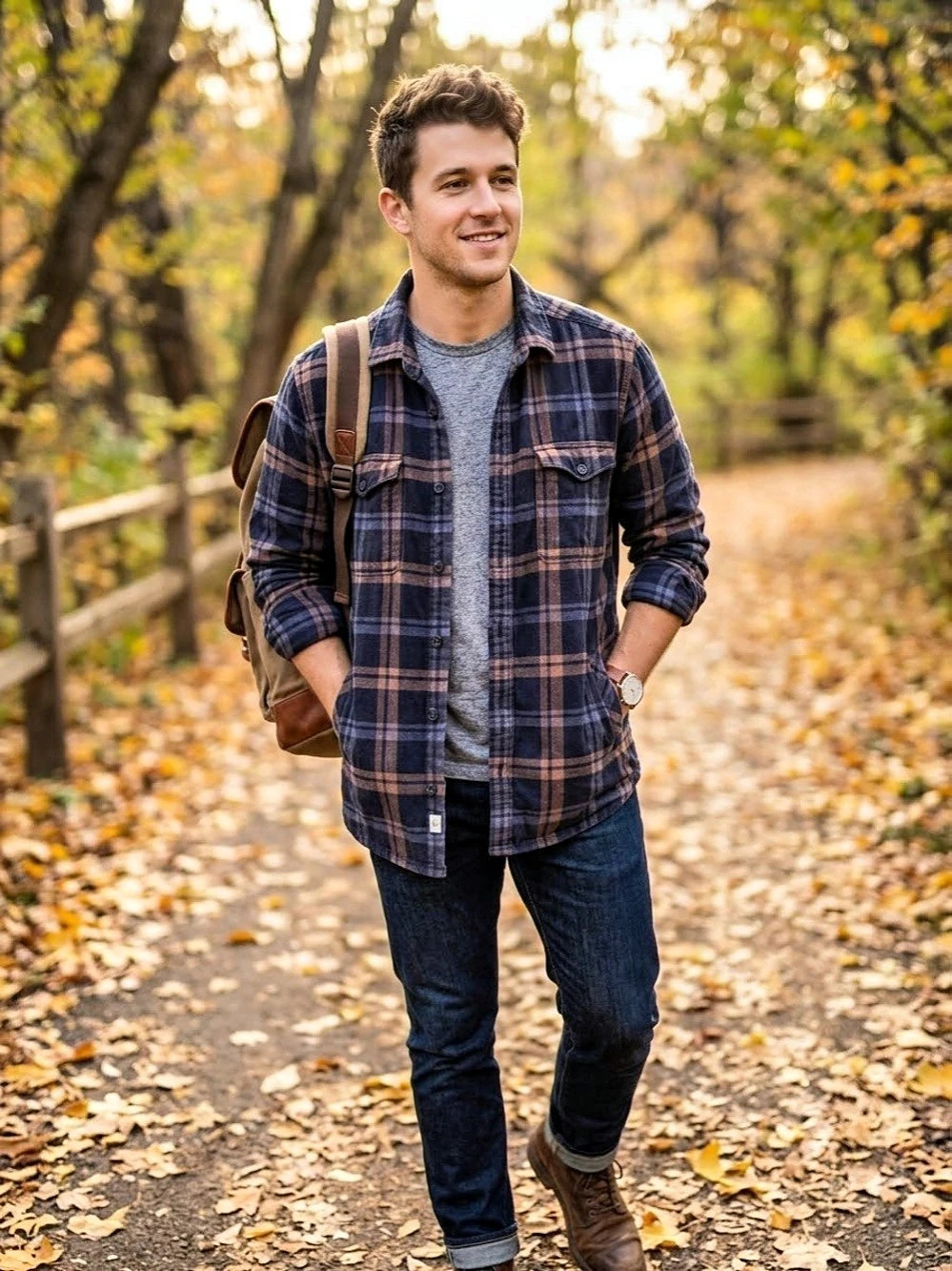 CoastAoro Overshirt Shacket Plaid Cotton in Blue & Brown Size Medium